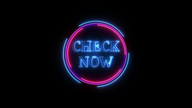 Click now technology button icon animation on black background. Click now text with futuristic technology. 