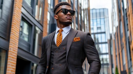 Well Dressed African American Businessman Walking in the City