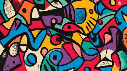 Obraz premium Colorful abstract geometric artwork with vibrant shapes and bold artistic design