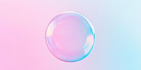 Minimalistic and artistic soap bubble floats gracefully on a soft pastel background, creating an isolated and serene composition. The soap bubble captures light and offers unique aesthetic charm.