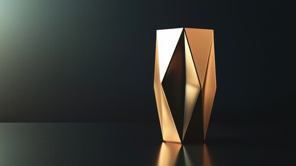Modern geometric trophy with sharp edges and metallic finish