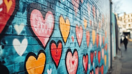 Fototapeta premium Colorful Graffiti Heart Wall Mural Urban Love Art