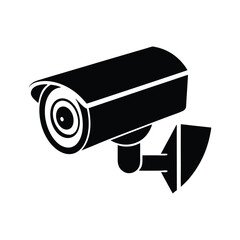 Security Camera Silhouette Vector Illustration - Simple Surveillance Icon


