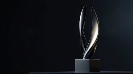 Metallic trophy with sleek curves and a reflective surface