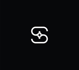 Letter S star monogram, S star knot square monogram with black background. 