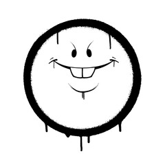 Graffiti emoticon. Smiling face painted with smudges of spray paint. Vector illustration