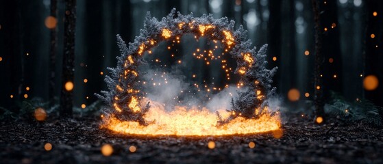 Obraz premium Enchanting Forest Fire Ring Mystical Nature Scene