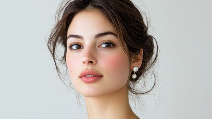 Naklejka premium Captivating Beauty A Serene and Sophisticated Female Portrait