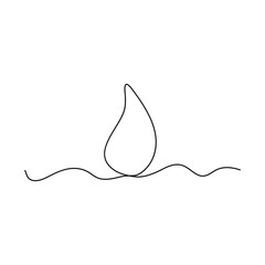 World Water Day concept in one line style. Outline raindrop on white background with liquid waves. Vector card illustrations for environment poster,
World Water Day continuous single line art drawing 