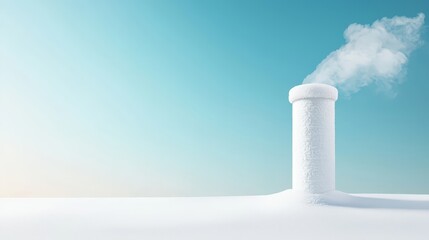 Snowy Landscape with Chimney and White Smoke