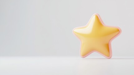 A soft, yellow star figurine rests on a light background, conveying a playful and whimsical aesthetic.