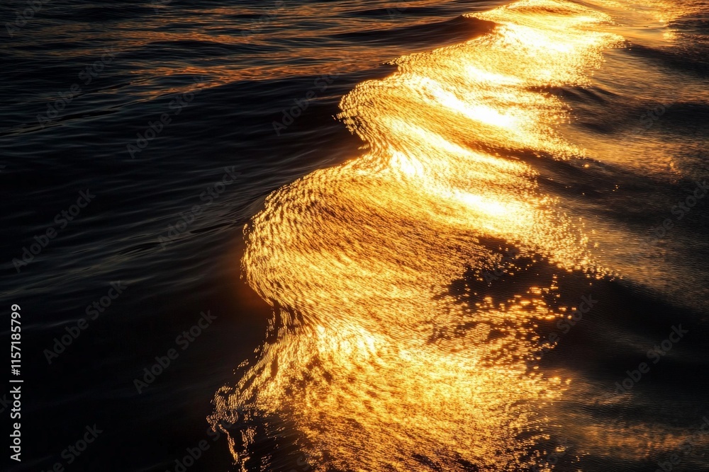 Poster This image captures the golden sunlight reflecting on the gentle waves of the ocean, creating a mesmerizing pattern of light and shadow across the water.