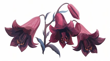 Belladonna Lily Flat Vector Style Isolated on White Background