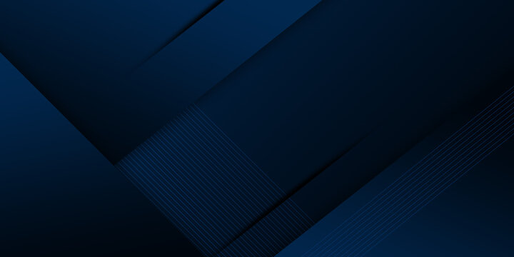 Modern simple dark navy blue background with overlap triangle layers. Blue abstract background with blank space for text. Modern element for banner, presentation design and flyer
