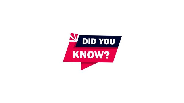 Did You Know spech bubble. business concept with text Did you know?. Motion graphics.