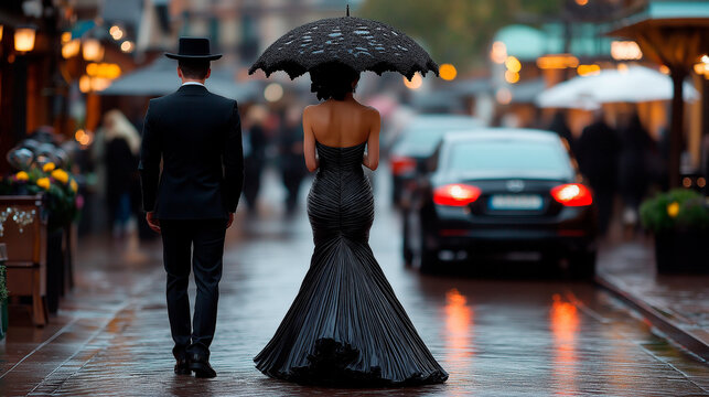 person with umbrella in rain