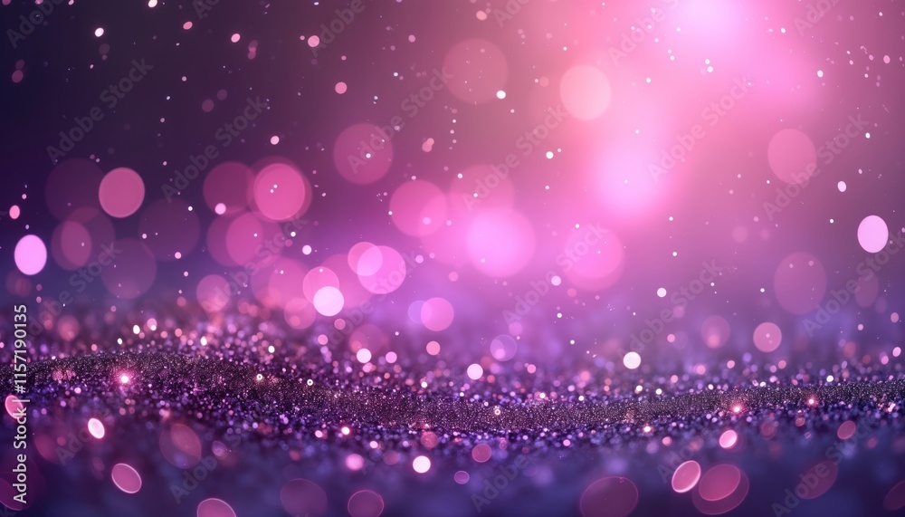 Aufkleber Purple, pink abstract background with glitter texture. Shiny vibrant colors create festive, glamorous atmosphere. Bokeh effect adds touch of magic. Ideal for design projects requiring luxurious,