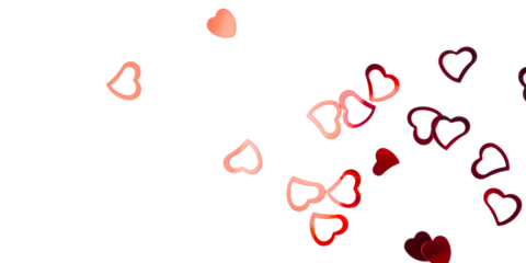 White background with red hearts. Valentine's day concept. Top view. Copy space for text.