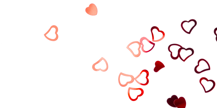 White background with red hearts. Valentine's day concept. Top view. Copy space for text.