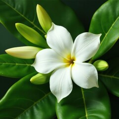 Obraz premium delicate jasmine flower nestled among green vanilla pods, jasmine, scent