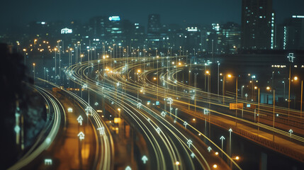 Obraz premium Smart digital Innovation city with connection network reciprocity over the cityscape. of future smart wireless digital city and social media networking systems that connects people with in city