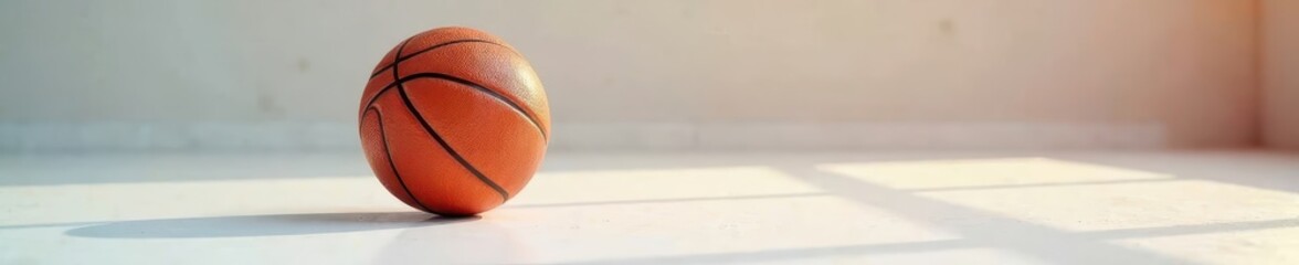 Obraz premium Close-up of basketball ball bouncing on a clean white surface, with sharp focus and minimal reflection, sports balls, high definition image