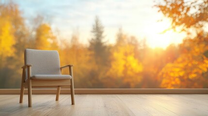 Cozy Chair with Autumn Background in Soft Lighting