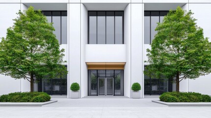 Sleek and Striking Corporate Headquarters with Lush Landscaping and Commanding Presence