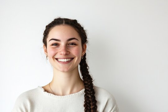 Bright smile radiates joy and confidence, showcasing natural bea