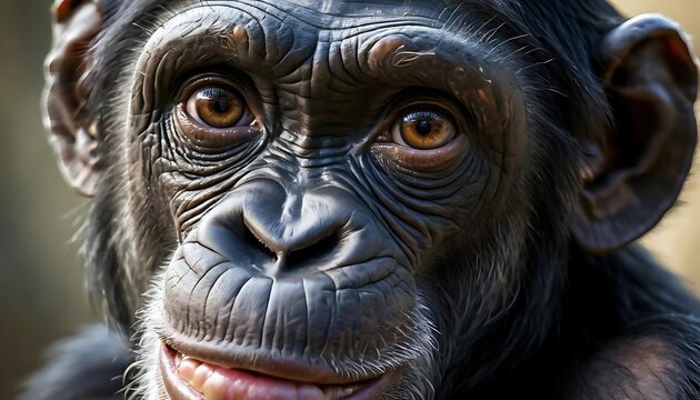 close-up of a chimpanzee's face