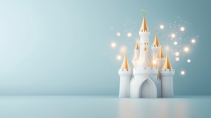 Magical Fairytale Castle with Golden Spires and Sparkles