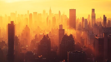 Fototapeta premium Golden Hour Cityscape: Capture a cityscape during the golden hour