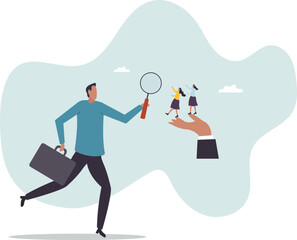 Analyze candidate, employee performance review, evaluation or analysis, choose recruitment applicants, staff or finding right person for job .business concept.flat character.