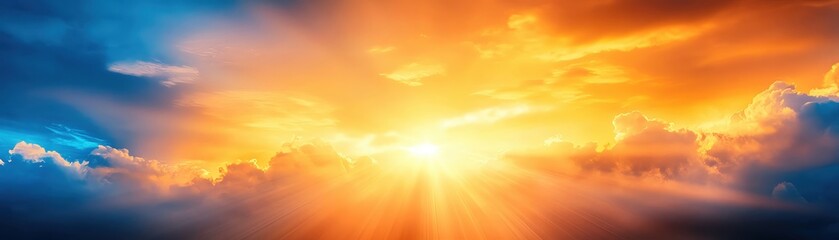 A stunning sunrise with vibrant orange and blue hues illuminating the sky.