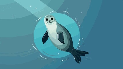 Fototapeta premium Cute Cartoon Seal Animal Vector Illustration