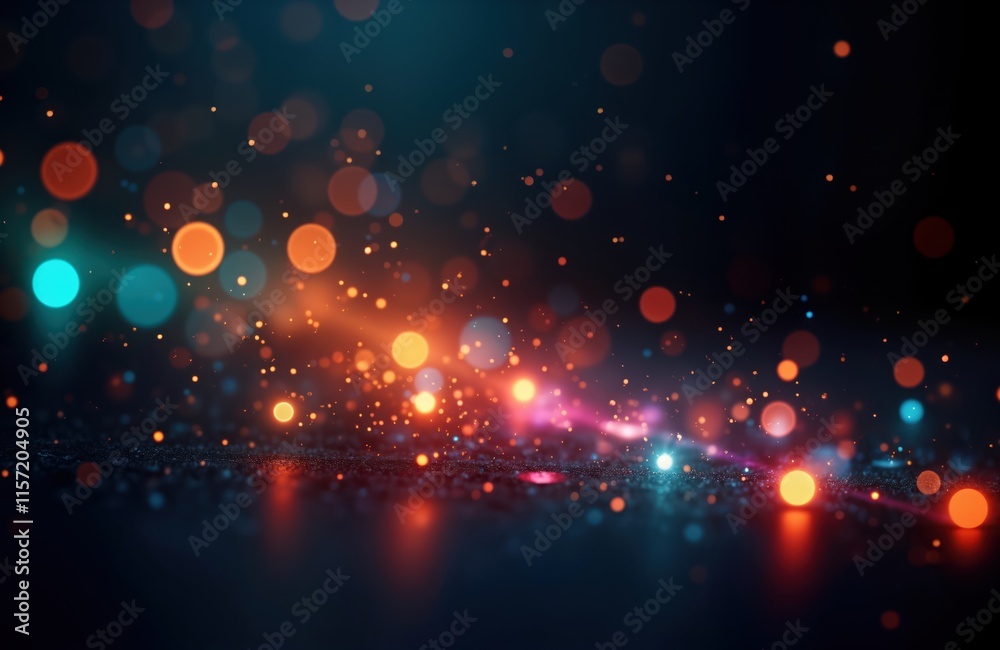 Poster abstract colorful light leaks overlay. defocused rainbow light rays on dark background. warm colors 