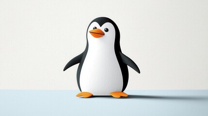 Obraz premium Cute Cartoon Penguin Character in Minimalist Design Style