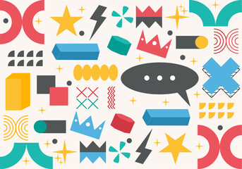 White memphis design with geometric shapes, vector illustration