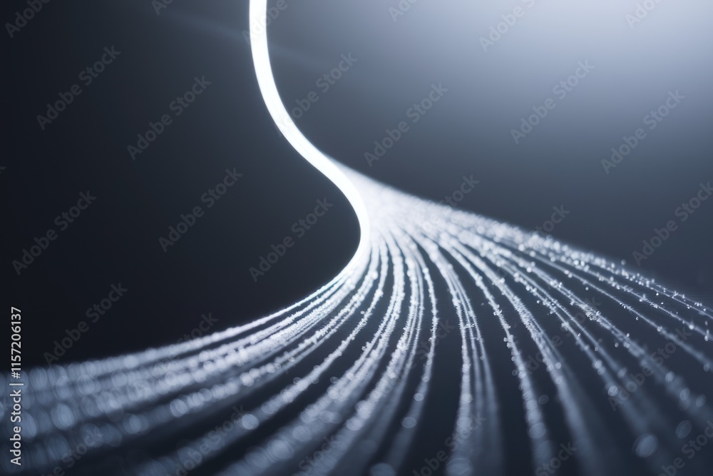 Poster Abstract glowing lines curving in a dark background, suggesting data flow or connection.