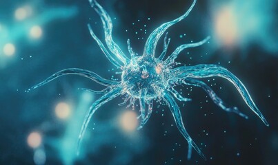 Obraz premium A blue blob with a stem and a head