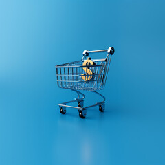 A shopping cart with a dollar sign on it.