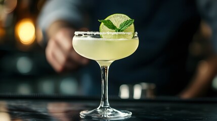 Elegant Gimlet Cocktail in Close-Up