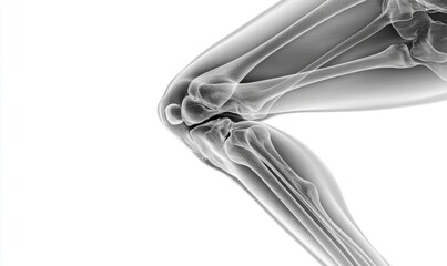 A skeleton of a leg with the knee bent