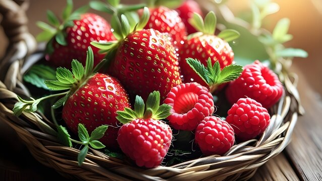 Fresh Strawberries and rusberry