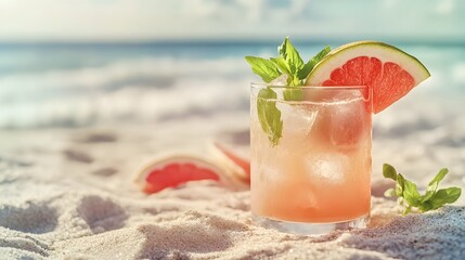 Tropical Paloma Cocktail on the Beach