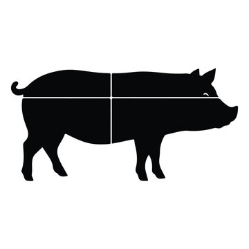 recommend clip art: lack silhouette of a pig isolated on a white background. Animal illustration, farm animal, minimalist design, livestock concept