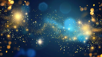 Obraz premium Elegant Mystique of Dark Blue and Gold: Unveiling the Allure of Abstract Backgrounds with Bokeh and Gold Foil Texture