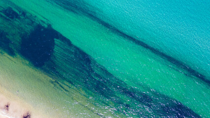 Beautiful Colored Ocean water in the Caribbean Aerial View