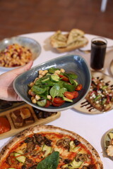 Fresh Spinach Chickpea Salad with Mediterranean Spread