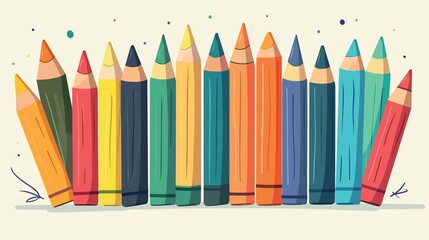 Vibrant Colorful Crayons Vector Illustration on Isolated Background